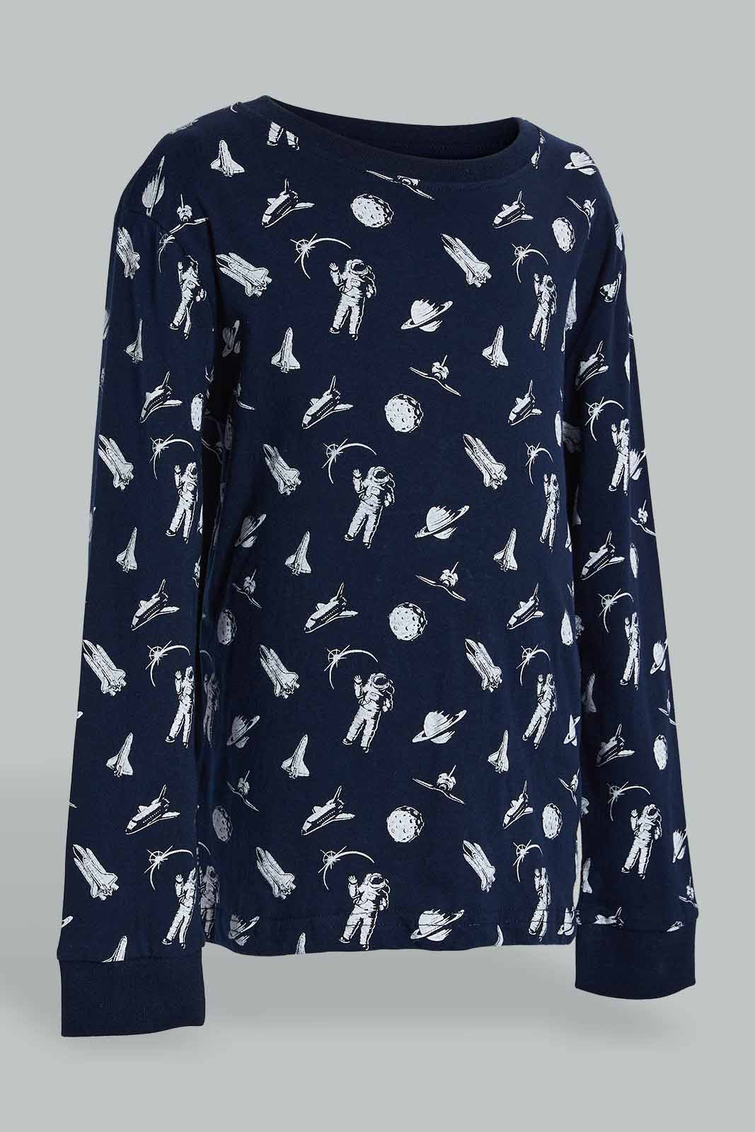 Redtag-4-Piece-Pack-Astronaut-Print-Pyjama-Set-Pyjama-Sets-Boys-2 to 8 Years