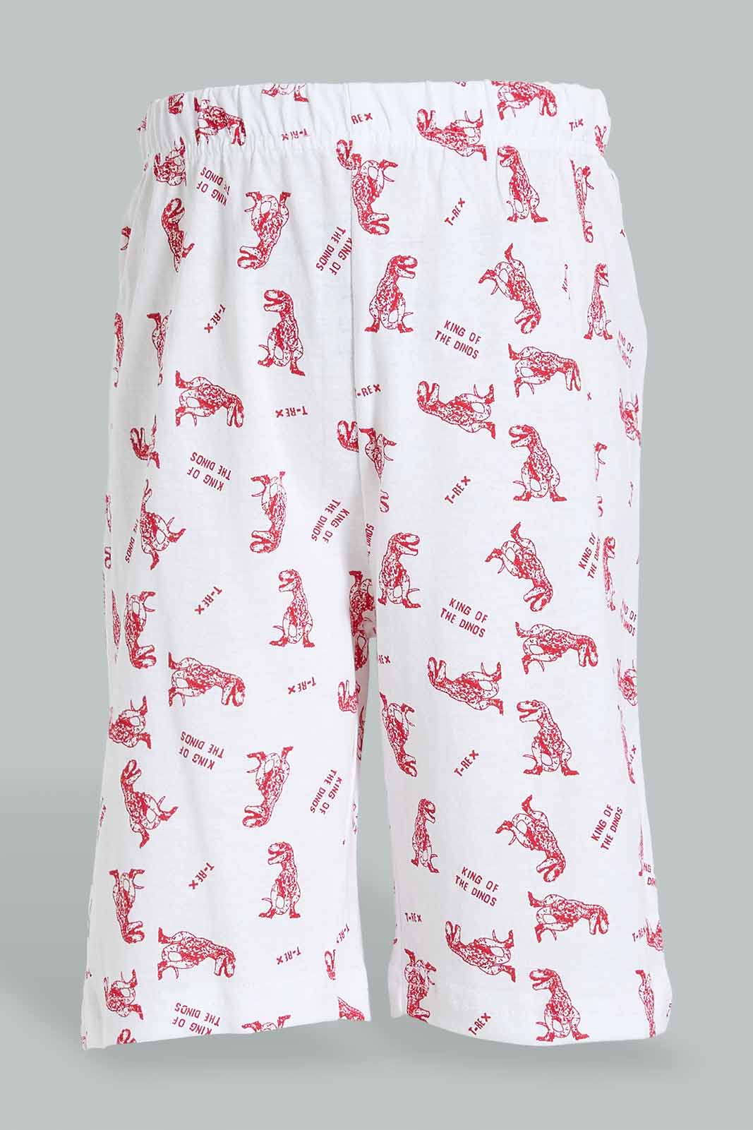 Redtag-4-Piece-Pack-Dinosaur-Print-Pyjama-Set-Pyjama-Sets-Boys-2 to 8 Years