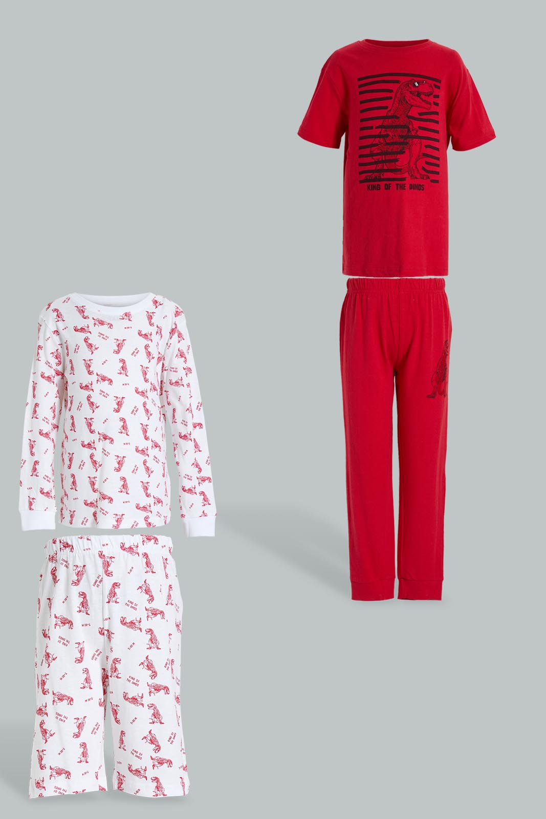 Redtag-4-Piece-Pack-Dinosaur-Print-Pyjama-Set-Pyjama-Sets-Boys-2 to 8 Years