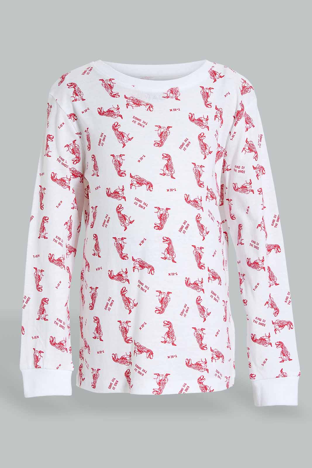 Redtag-4-Piece-Pack-Dinosaur-Print-Pyjama-Set-Pyjama-Sets-Boys-2 to 8 Years