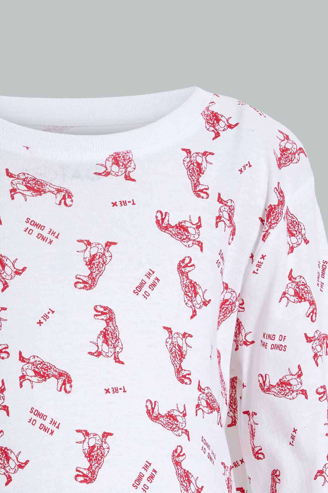 Redtag-4-Piece-Pack-Dinosaur-Print-Pyjama-Set-Pyjama-Sets-Boys-2 to 8 Years