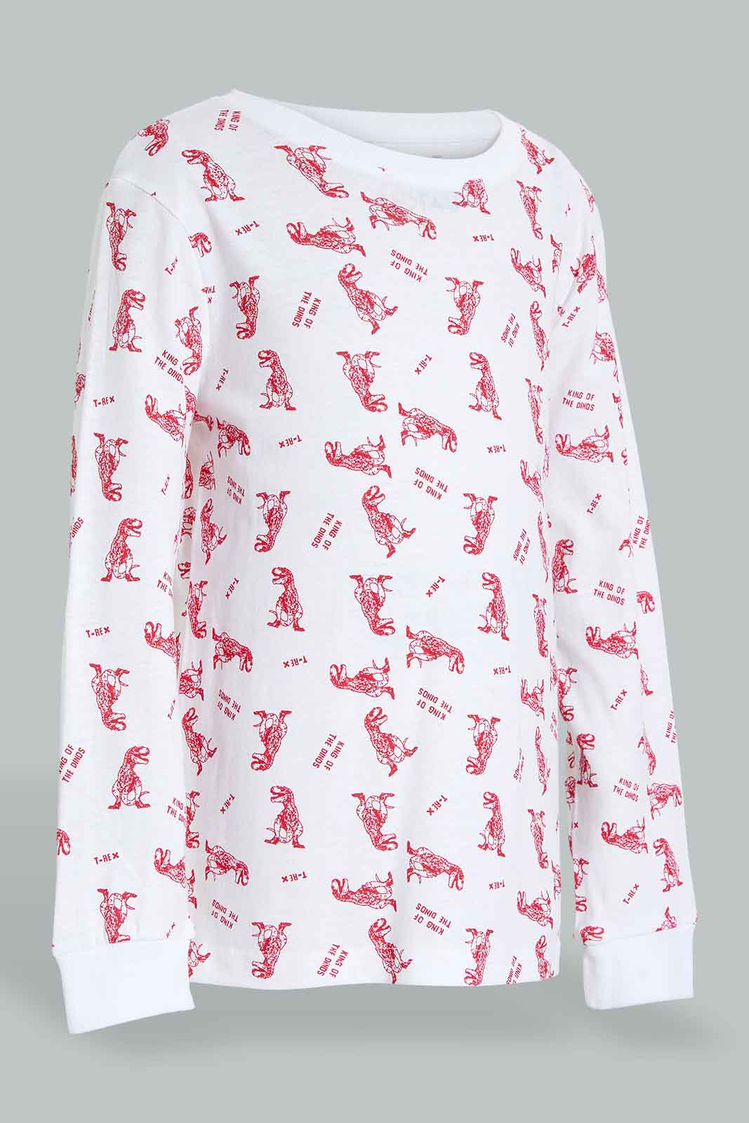 Redtag-4-Piece-Pack-Dinosaur-Print-Pyjama-Set-Pyjama-Sets-Boys-2 to 8 Years