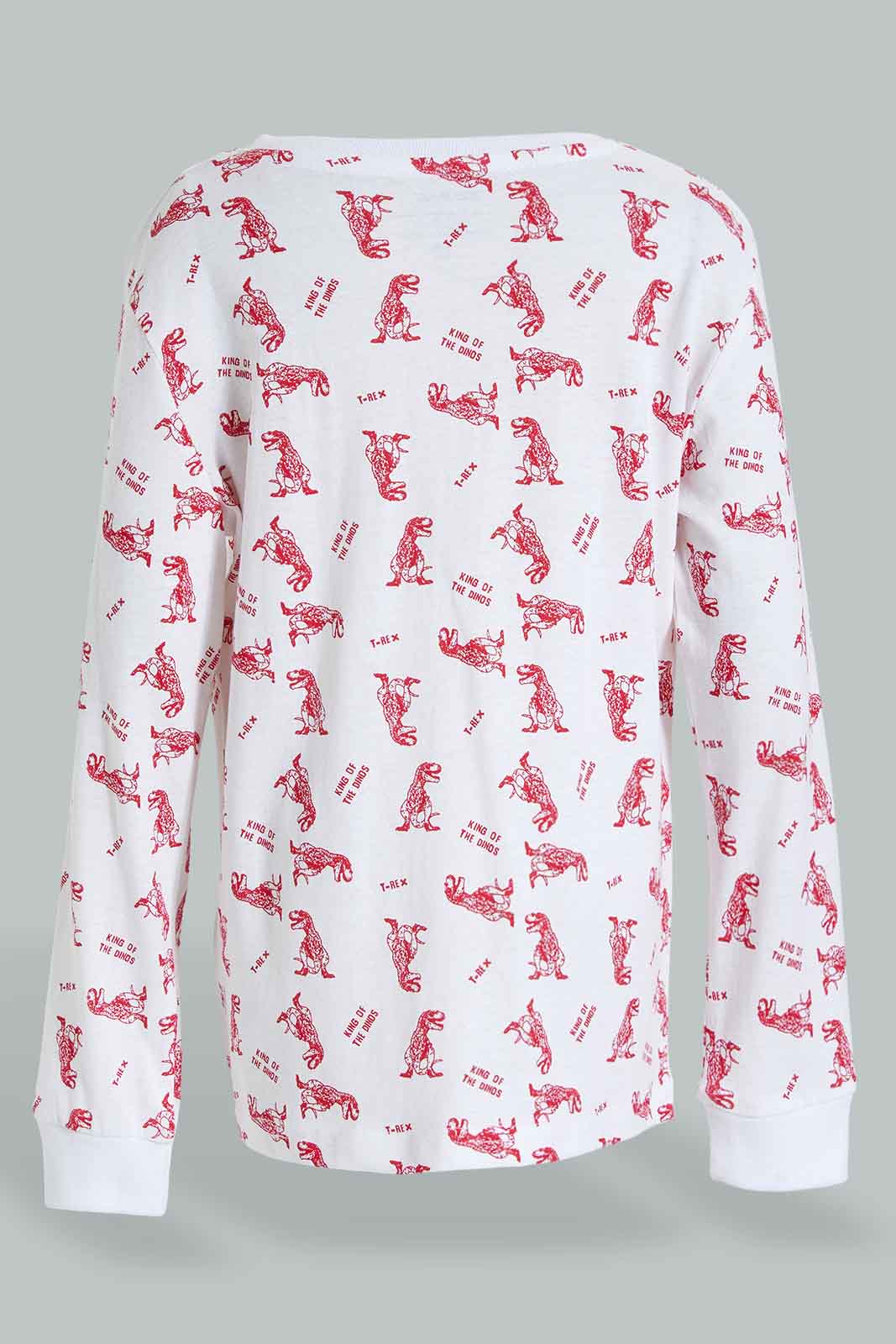 Redtag-4-Piece-Pack-Dinosaur-Print-Pyjama-Set-Pyjama-Sets-Boys-2 to 8 Years