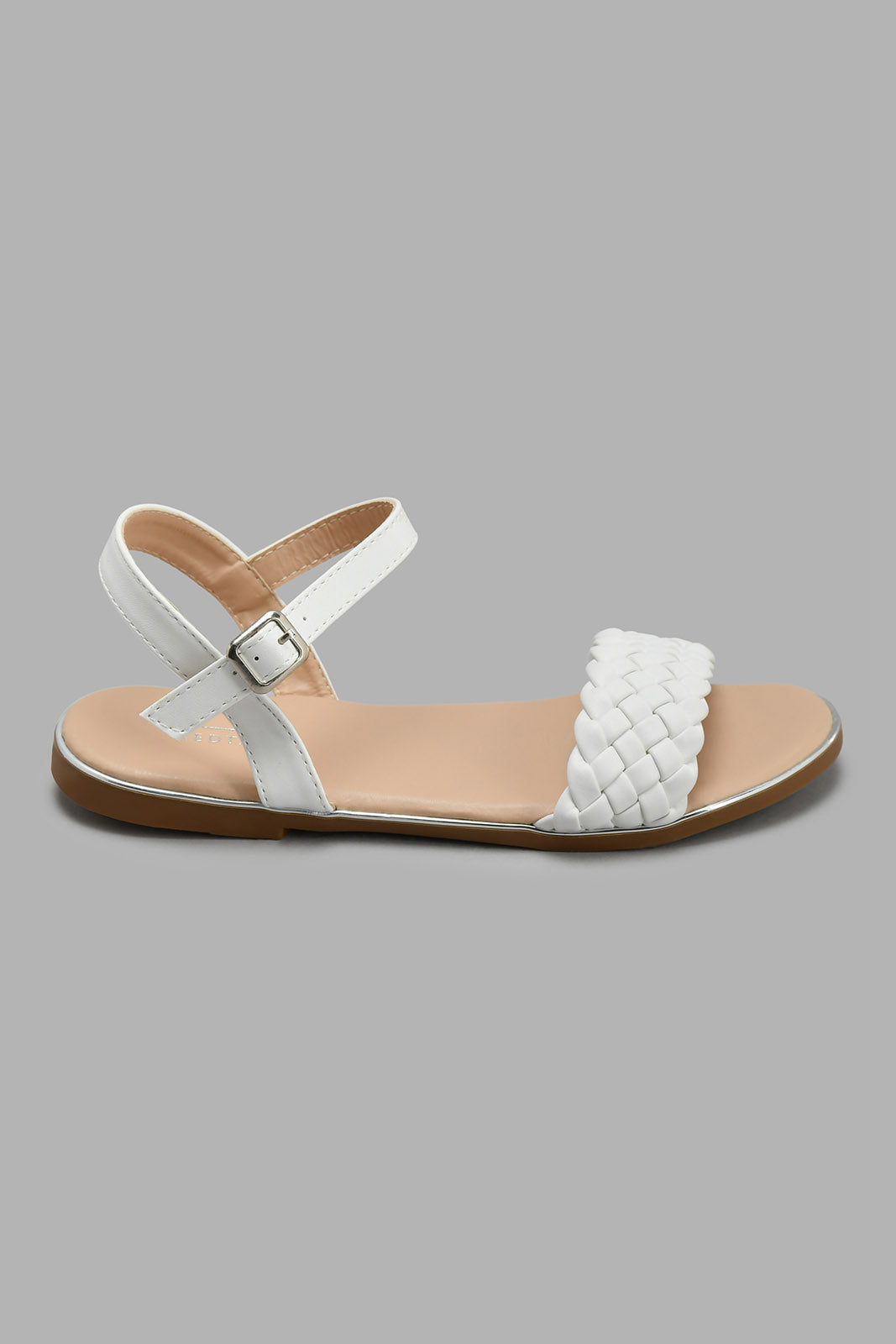 Redtag-White-Braided-Sandal-Slingbacks-Senior-Girls-5 to 14 Years