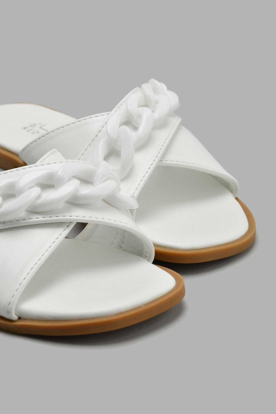 Redtag-White-Chain-Embellished-Mule-Sandal-Sandals-Senior-Girls-5 to 14 Years