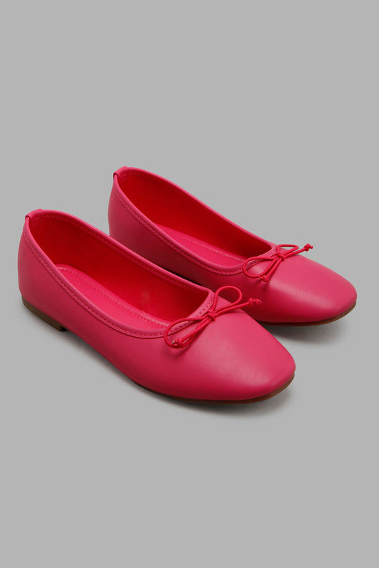 Redtag-Fuchsia-Bow-Trim-Ballerina-Category:Shoes,-Colour:Fuchsia,-Deals:New-In,-Filter:Girls-Footwear-(5-to-14-Yrs),-GSR-Shoes,-New-In-GSR-FOO,-Non-Sale,-Section:Girls-(0-to-14Yrs),-W22O-Senior-Girls-5 to 14 Years