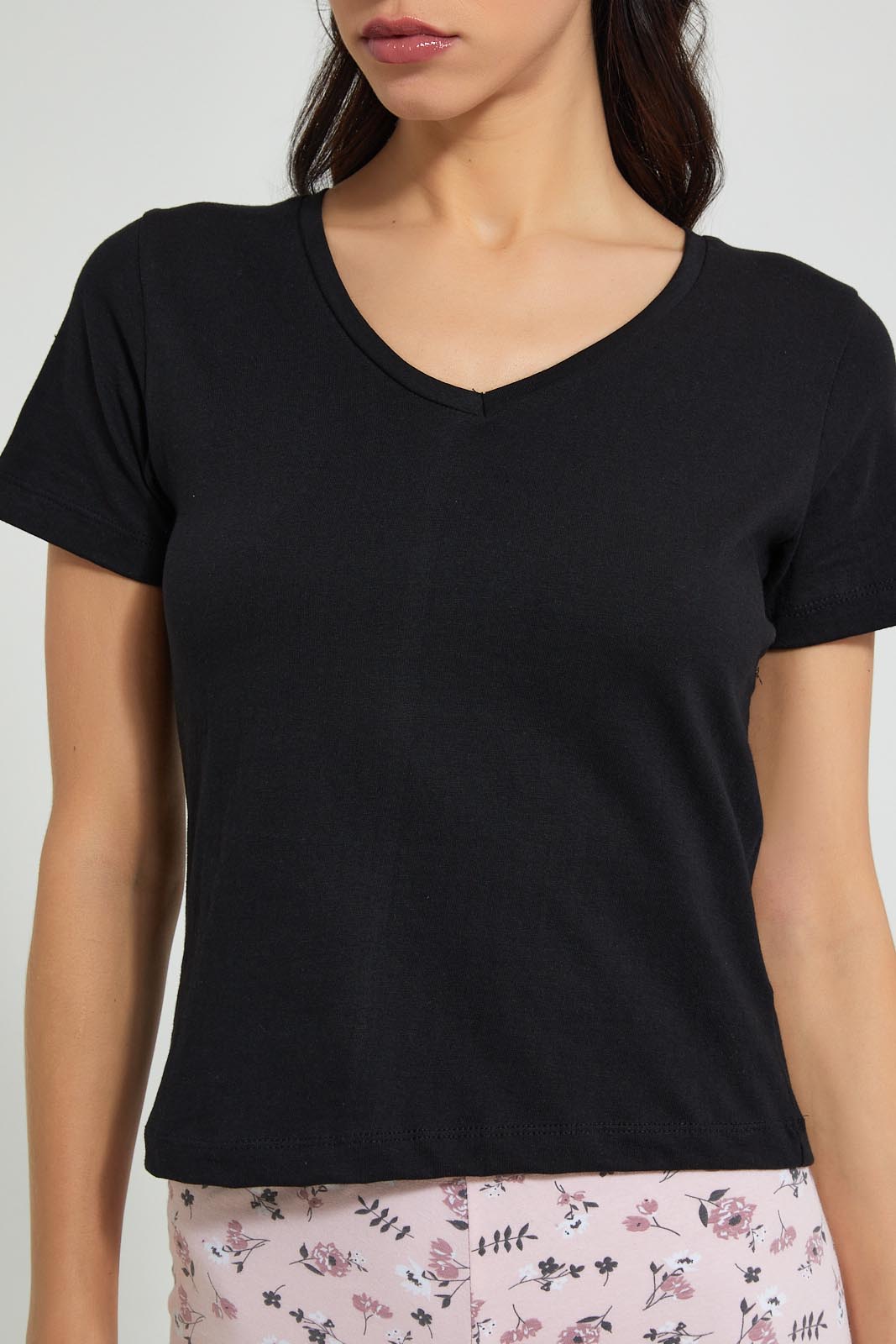 Redtag-White-Plain-Short-Sleeve-V-Neck-T-Shirt-Active-Tees-Women's-