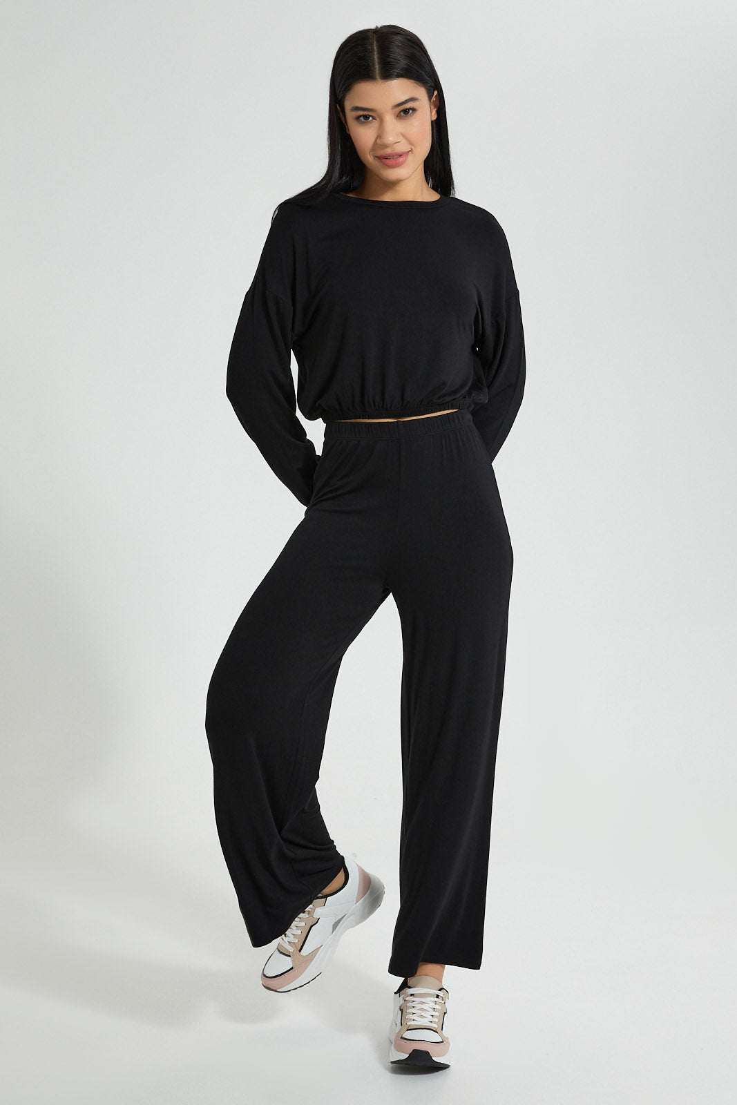 Redtag-Brown-Crew-Neck-Sweatshirt-With-Elasticated-Hem-Colour:Brown,-Filter:Women's-Clothing,-New-In,-New-In-Women,-Non-Sale,-S22B,-Section:Women,-Women-Sweatshirts-Women's-