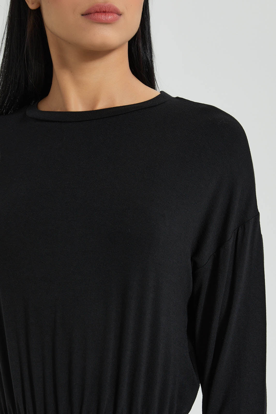 Redtag-Brown-Crew-Neck-Sweatshirt-With-Elasticated-Hem-Colour:Brown,-Filter:Women's-Clothing,-New-In,-New-In-Women,-Non-Sale,-S22B,-Section:Women,-Women-Sweatshirts-Women's-