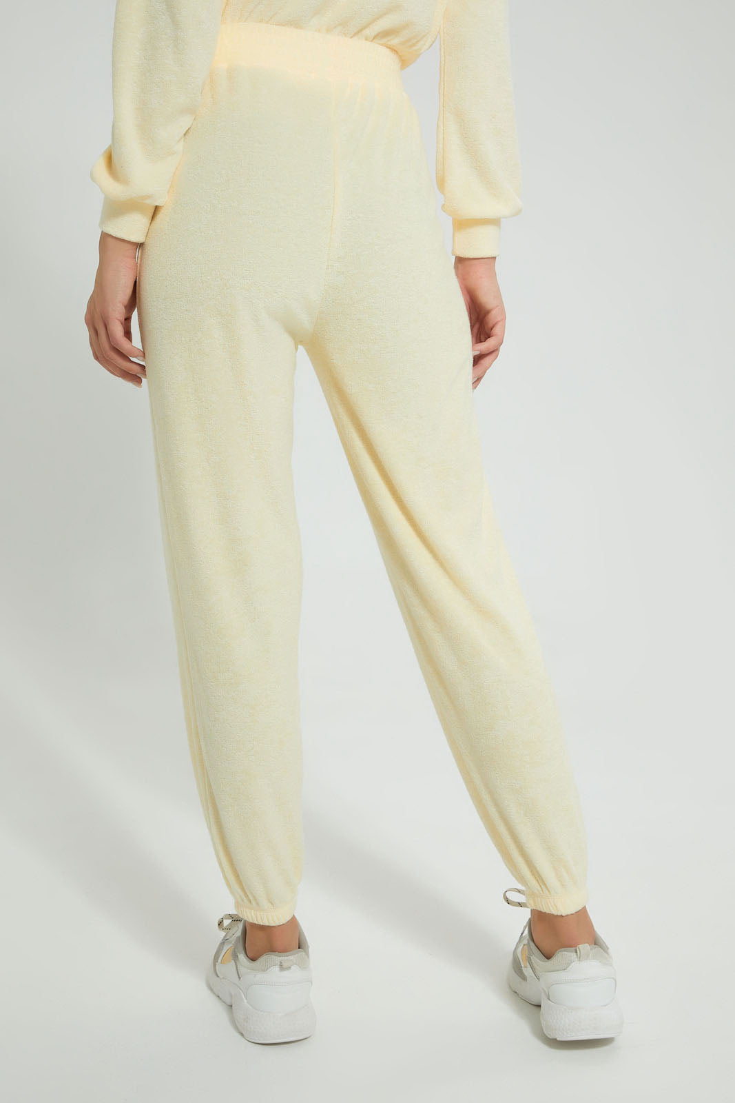 Redtag-Yellow-Plain-Jogger-With-Elasticated-Hem-&-Placement-Embroideredroidery-Trousers-Women's-