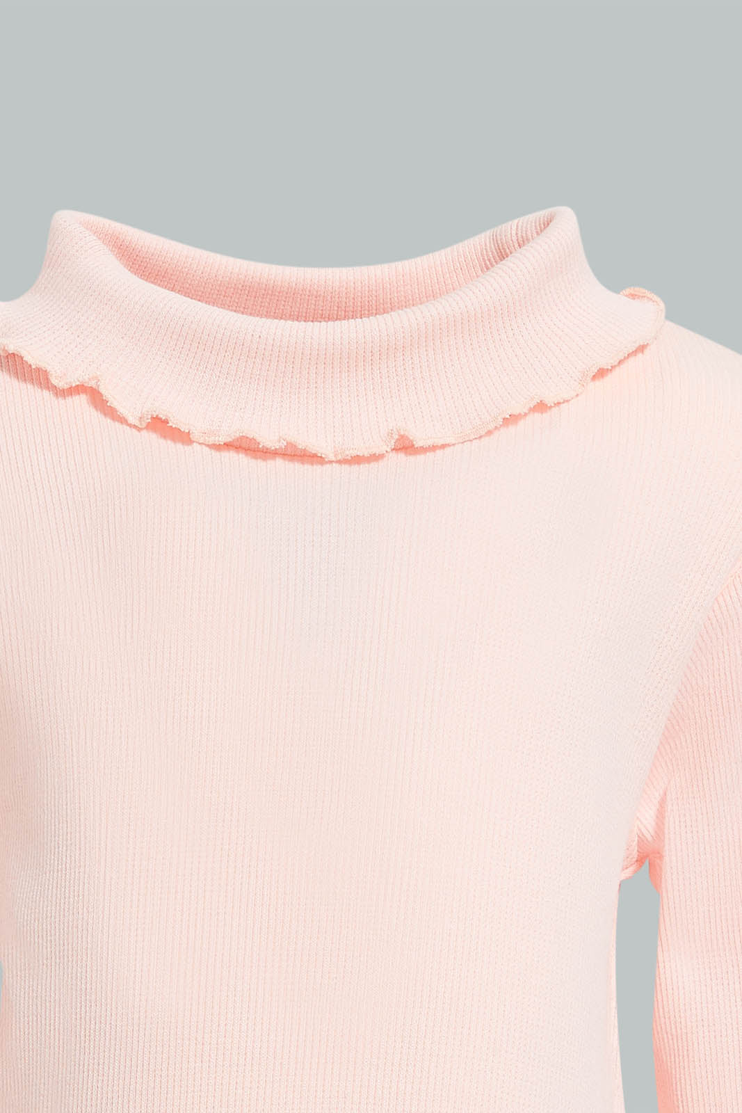 Redtag-Coral-Solid-Ribbed-Tshirt-Plain-Infant-Girls-3 to 24 Months