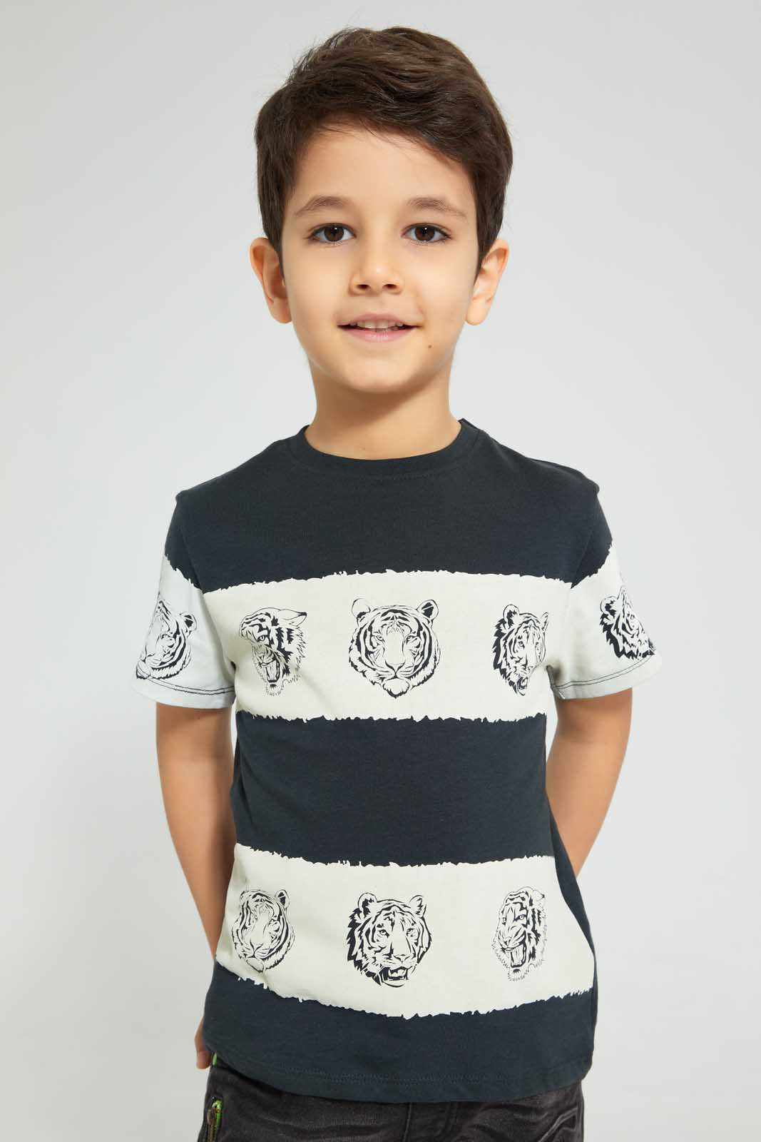 Redtag-Grey-Tie-Dye-Tiger-Print-T-Shirt-All-Over-Prints-Boys-2 to 8 Years