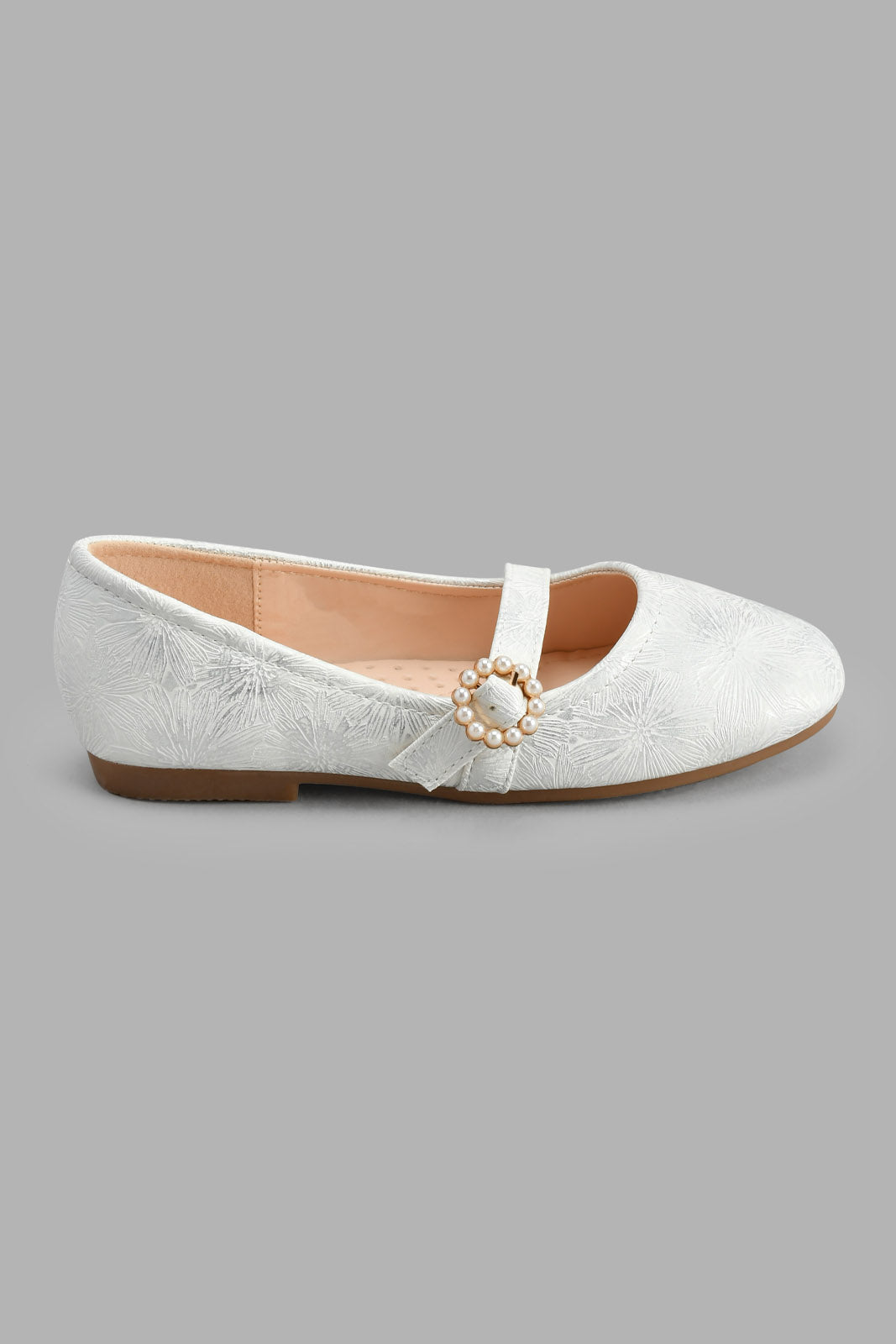 Redtag-Silver-Embossed-Ballerina-Ballerinas-Senior-Girls-5 to 14 Years