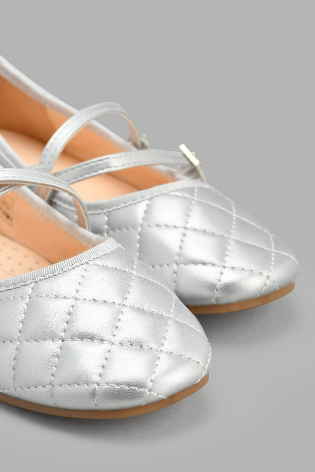 Redtag-Silver-Quilted-Ballerina-Ballerinas-Senior-Girls-5 to 14 Years