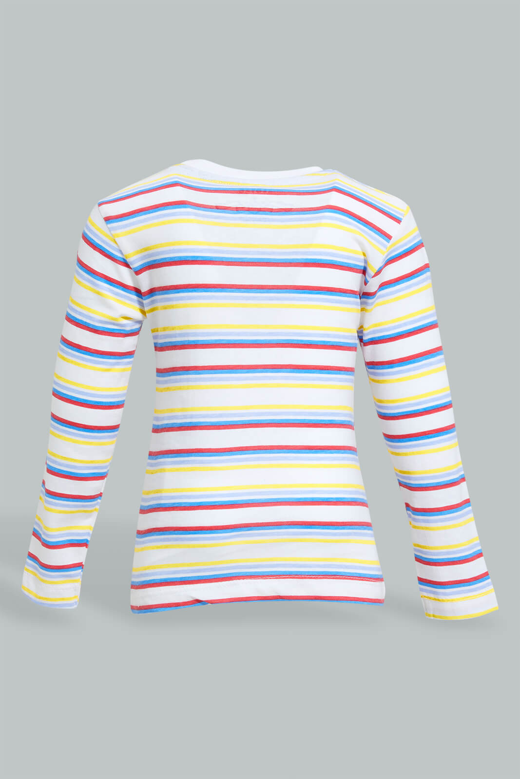 Redtag-Red-And-Yellow-Striped-Long-Sleeve-T-Shirt-Long-Sleeves-Infant-Boys-3 to 24 Months