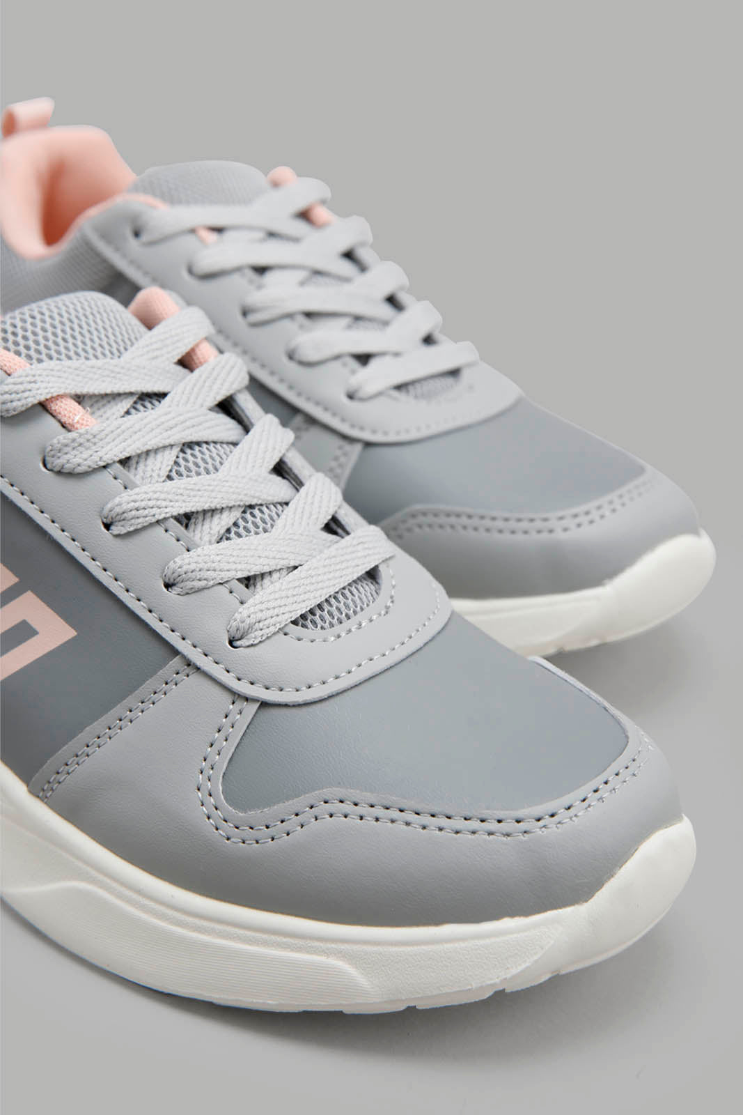 Redtag-Pale-Grey-Lace-Up-Trainer-Category:Trainers,-Colour:Grey,-Filter:Girls-Footwear-(5-to-14-Yrs),-GSR-Trainers,-Non-Sale,-S22B,-Section:Girls-(0-to-14Yrs)-Senior-Girls-5 to 14 Years