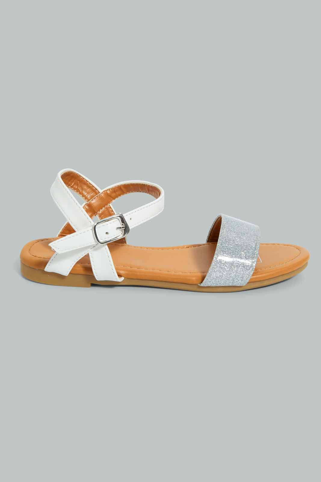 Redtag-White-Glitter-Strap-Sandal-Casual-Sandals-Senior-Girls-5 to 14 Years