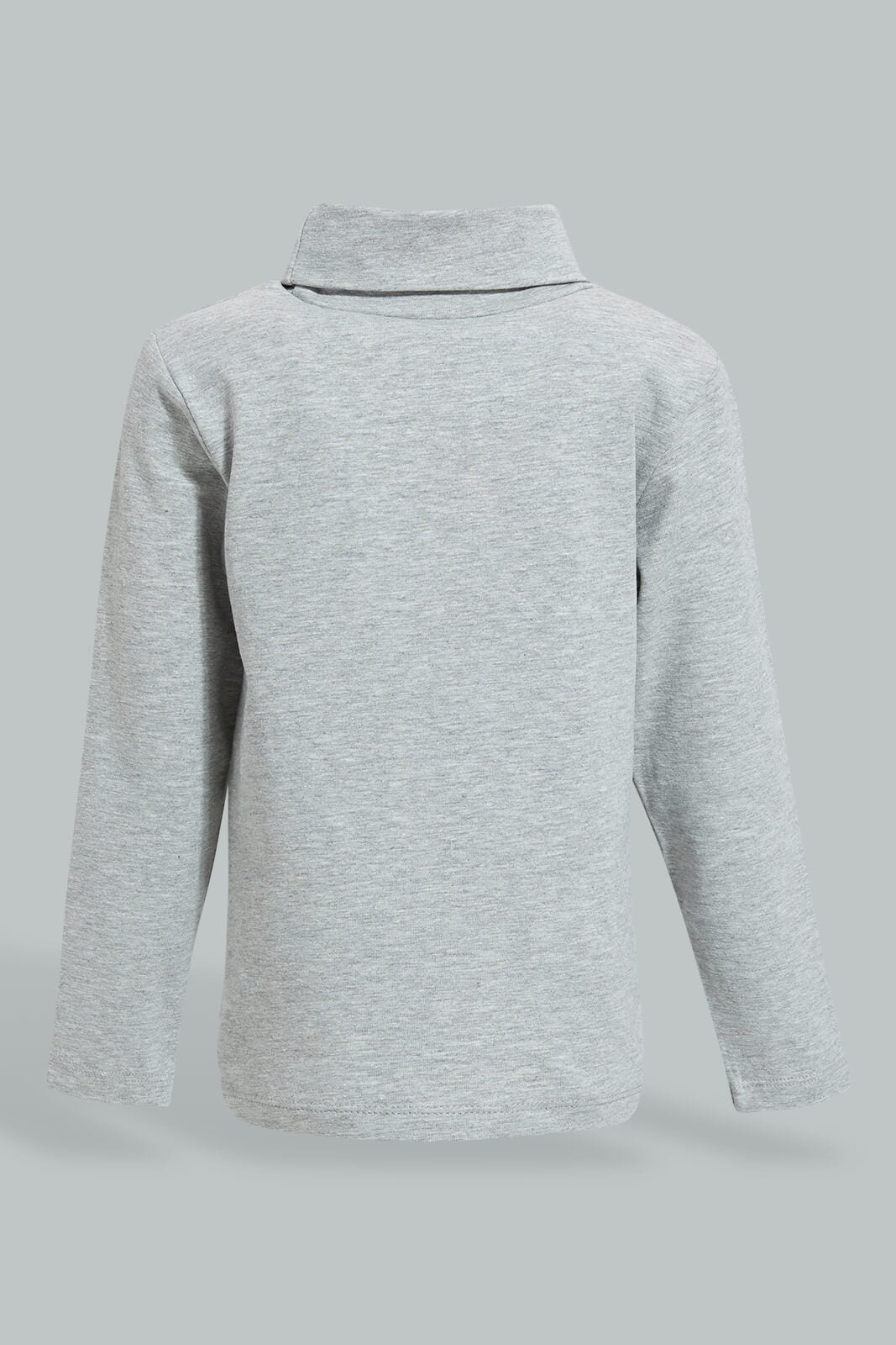 Redtag-Grey-Turtle-Neck-Long-Sleeve-Tshirt-Long-Sleeves-Infant-Boys-3 to 24 Months