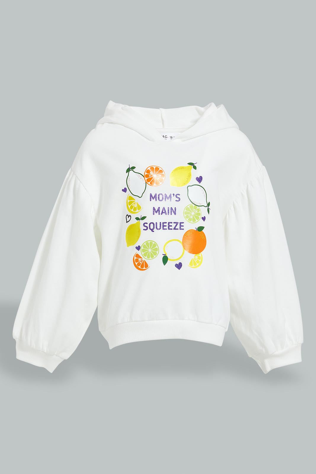 Redtag-Offwhite-Placement-Print-Sweat-Top-Sweatshirts-Infant-Girls-3 to 24 Months