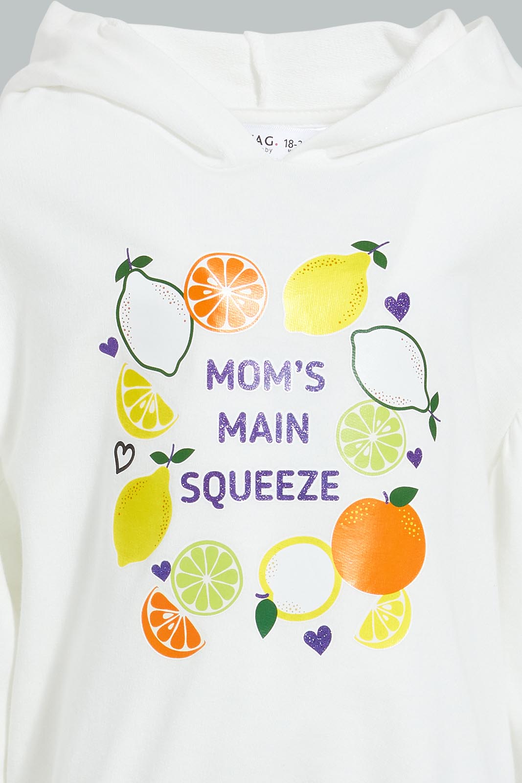 Redtag-Offwhite-Placement-Print-Sweat-Top-Sweatshirts-Infant-Girls-3 to 24 Months