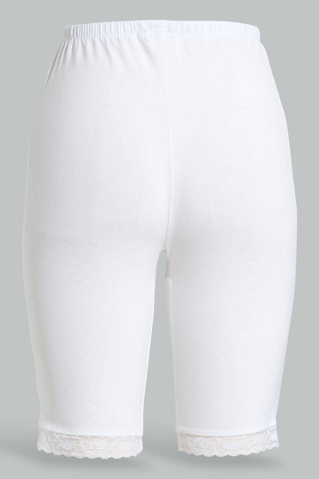 Redtag-White-Plain-Knit-Short-With-Lace-Briefs-Shorts-Women's-