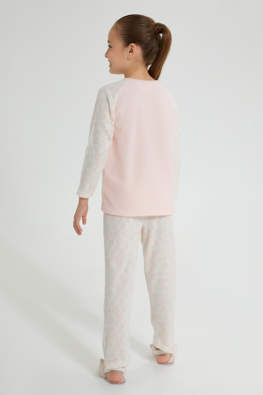 Redtag-Grey-Cat-Face-Embroideredroidered-Nightsuit-Pyjama-Sets-Girls-2 to 8 Years
