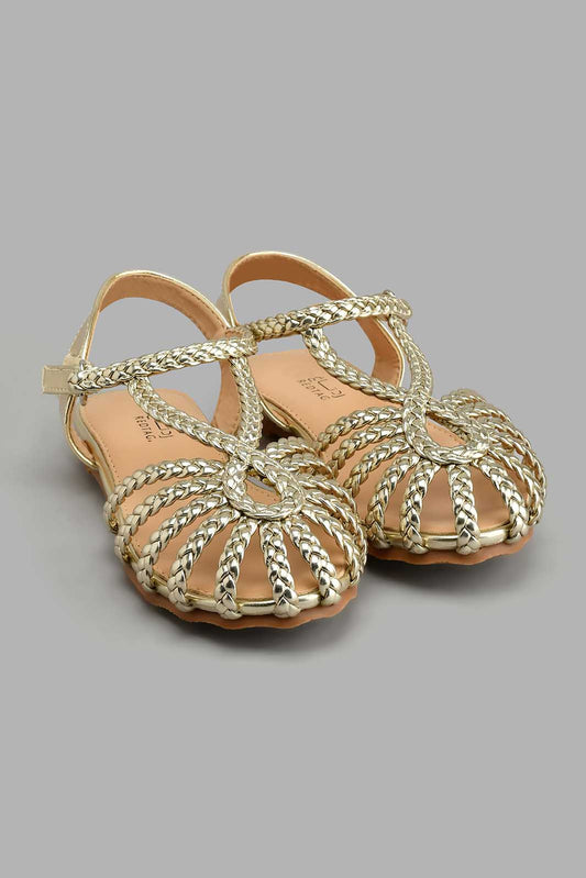 Redtag-Gold-Braided-Fisherman-Sandal-Colour:Gold,-Filter:Girls-Footwear-(5-to-14-Yrs),-GSR-Casual-Sandals,-New-In,-New-In-GSR-FOO,-Non-Sale,-S22A,-Section:Kidswear-Senior-Girls-5 to 14 Years