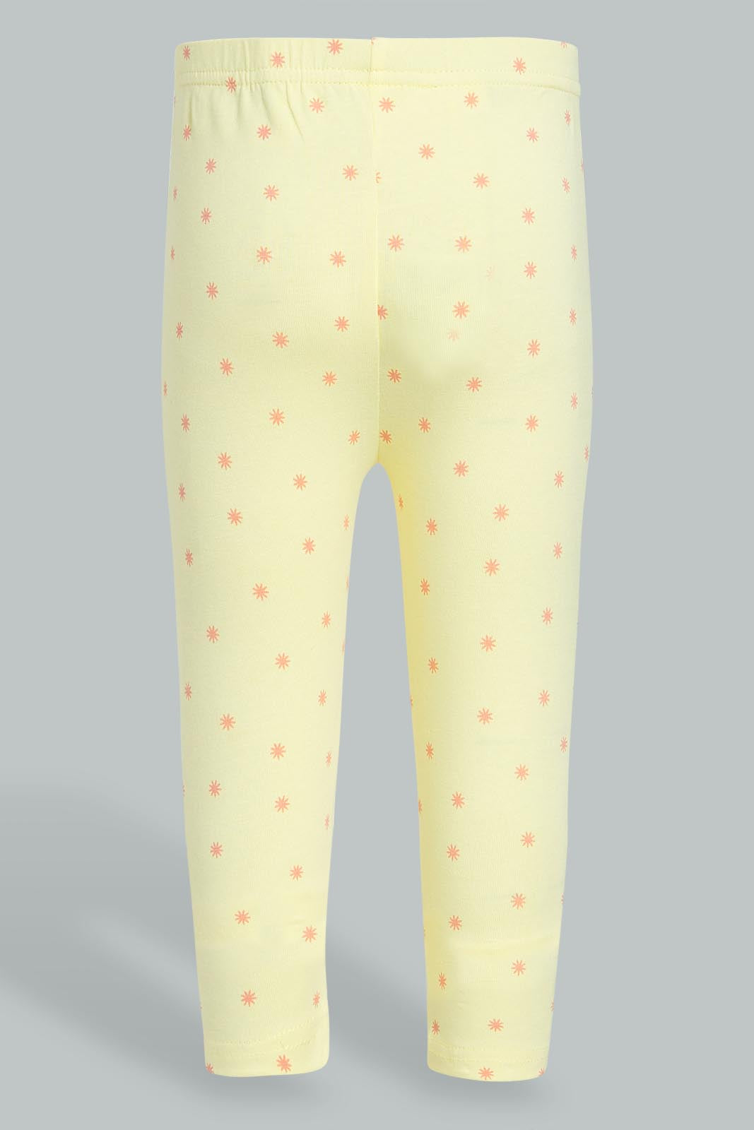 Redtag-Yellow-Printed-Legging-Leggings-Infant-Girls-3 to 24 Months