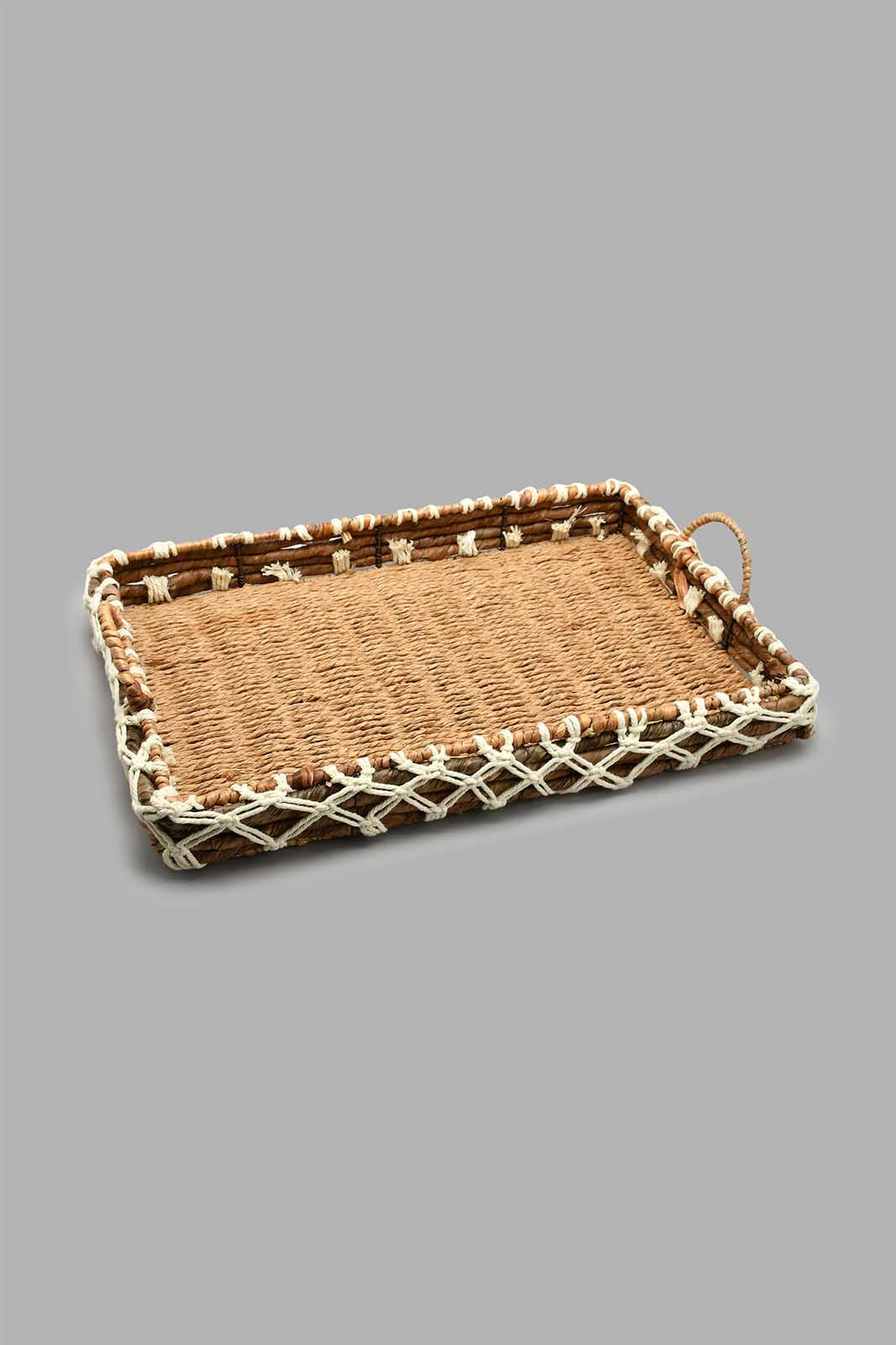 Redtag-Brown-Rectangle-Tray-Baskets-Home-Dining-