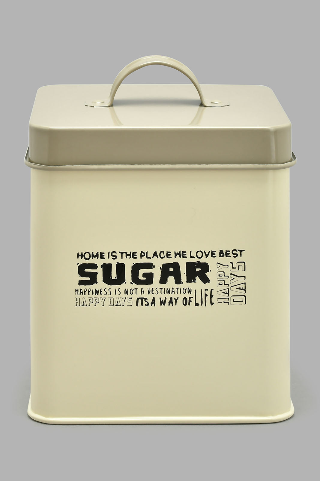 Redtag-Beige-Square-Sugar-Canister-Canisters-And-Jars-Home-Dining-