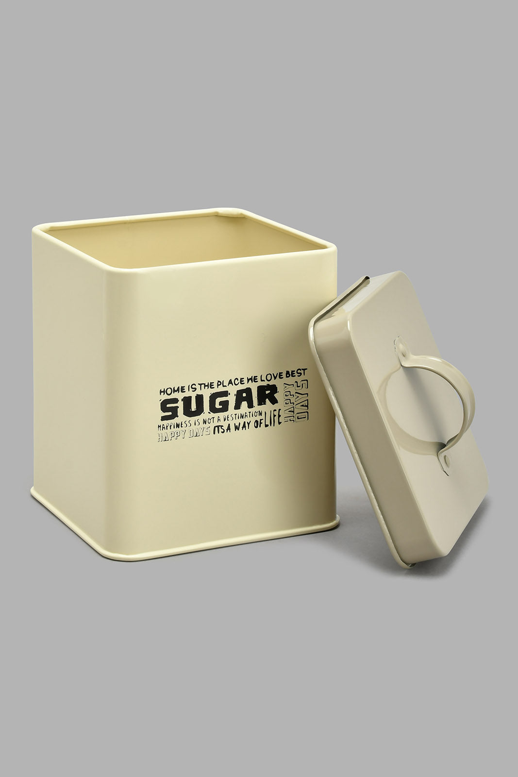 Redtag-Beige-Square-Sugar-Canister-Canisters-And-Jars-Home-Dining-