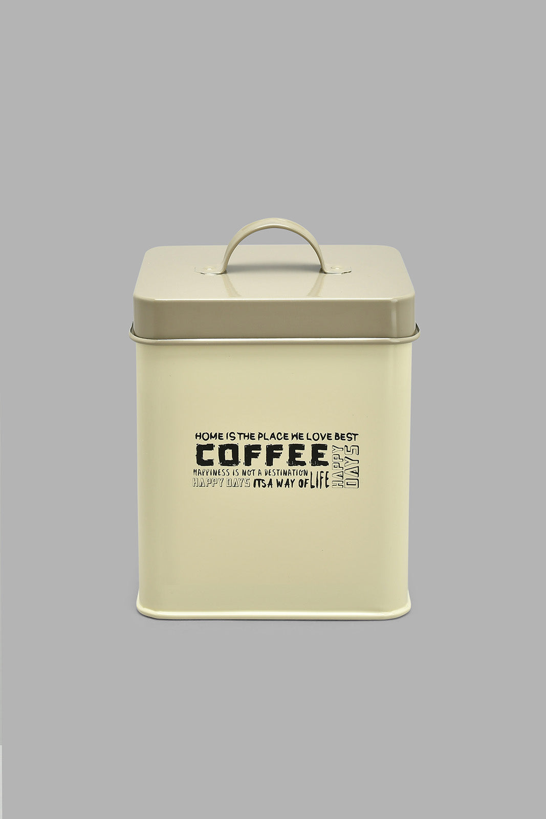 Redtag-Beige-Square-Coffee-Canister-Canisters-And-Jars-Home-Dining-