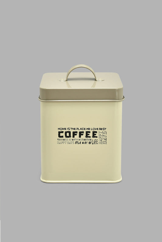 Redtag-Beige-Square-Coffee-Canister-Canisters-And-Jars-Home-Dining-