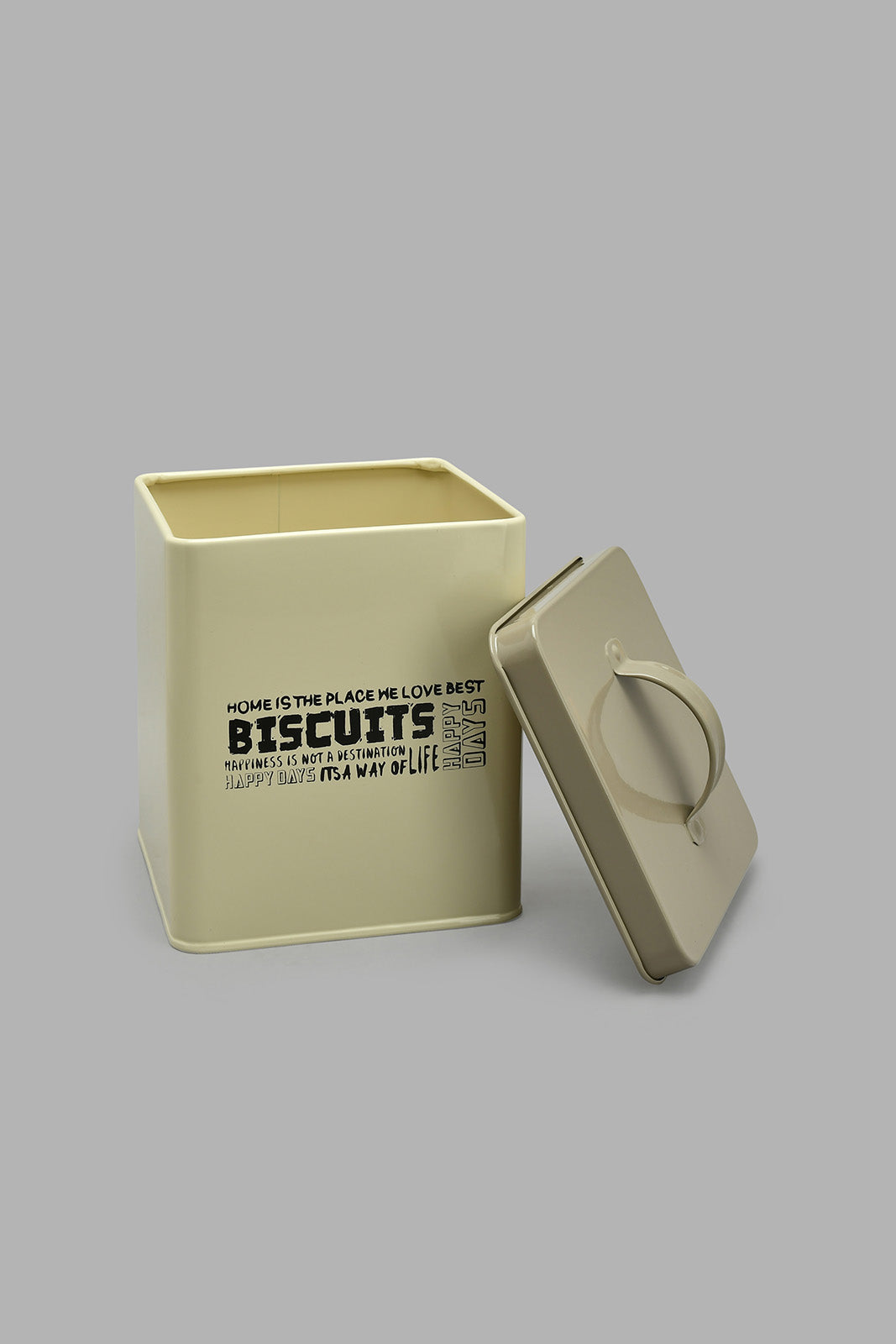 Redtag-Beige-Square-Biscuits-Canister-Canisters-And-Jars-Home-Dining-