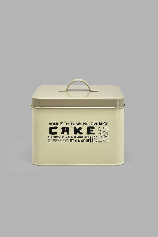 Redtag-Beige-Square-Cake-Canister-Canisters-And-Jars-Home-Dining-