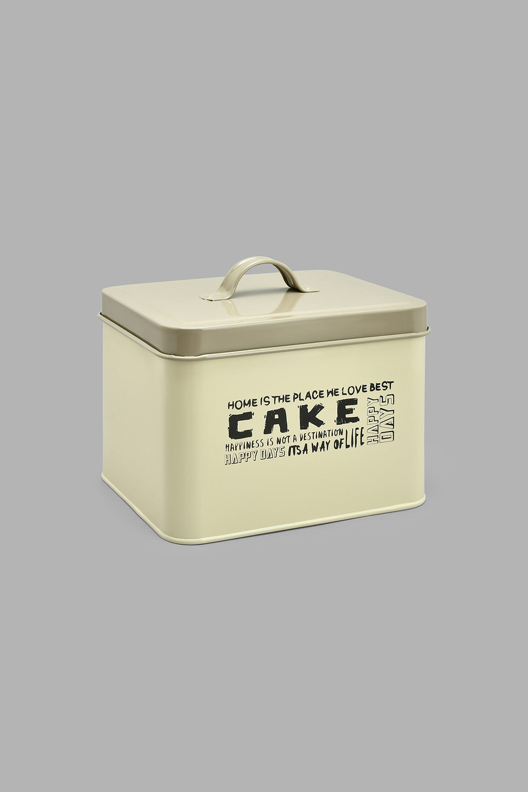 Redtag-Beige-Square-Cake-Canister-Canisters-And-Jars-Home-Dining-