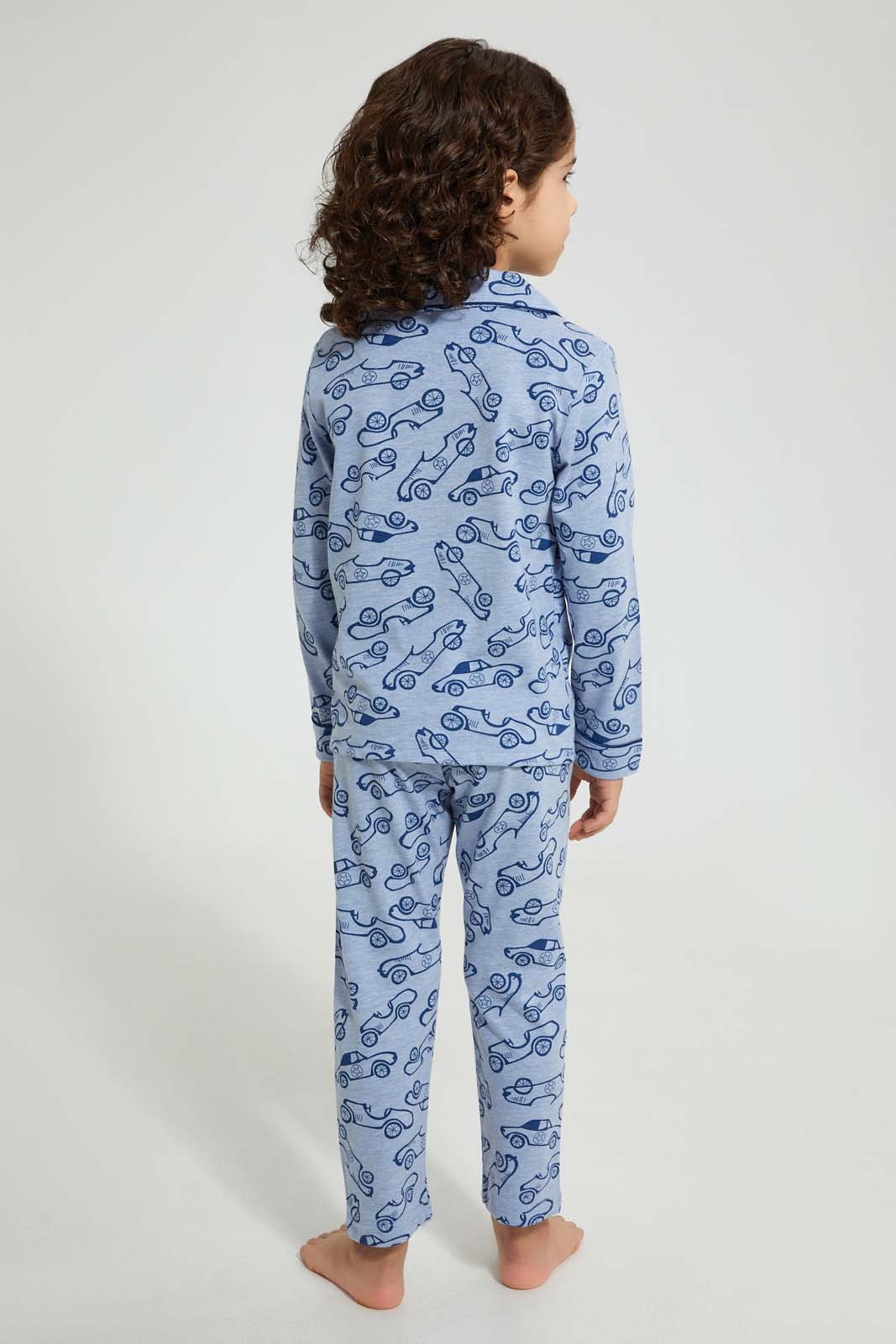 Redtag-Blue-Print-Pyjama-Set-Pyjama-Sets-Boys-2 to 8 Years
