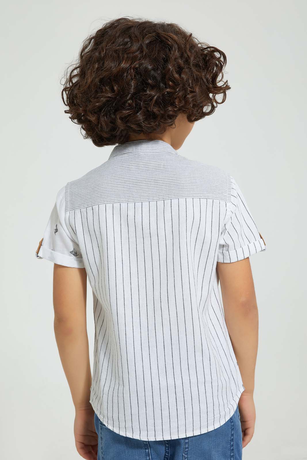 Redtag-White-Tiger-Print--Short-Sleeve-Shirt-Casual-Shirts-Boys-2 to 8 Years