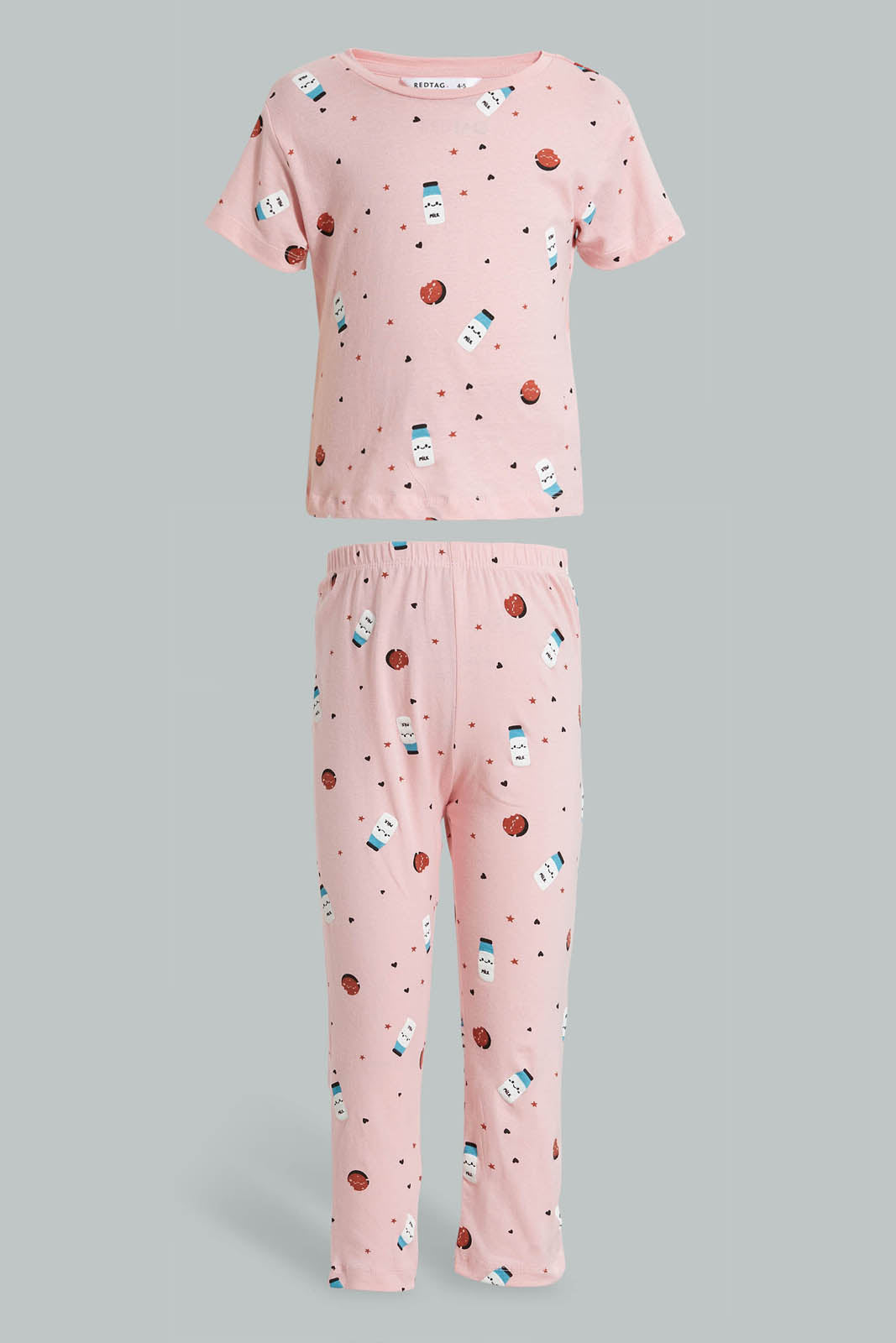Redtag-Assorted-2Pk-Cokkie-Milk-Printed-Nightsuit-Colour:Assorted,-Filter:Girls-(2-to-8-Yrs),-Girls-Pyjama-Sets,-New-In,-New-In-GIR,-Non-Sale,-S22A,-Section:Kidswear-Girls-2 to 8 Years