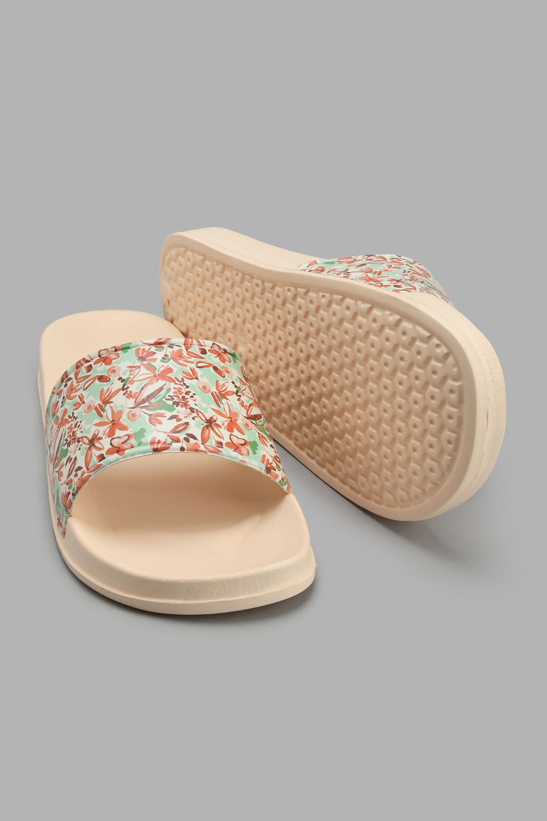 Redtag-Beige-Floral-Print-Slide-Sliders-Women's-