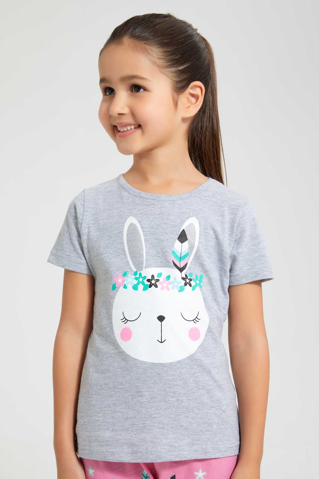 Redtag-Pink-Aop-Girl-Print-Nightsuit-Pyjama-Sets-Girls-2 to 8 Years