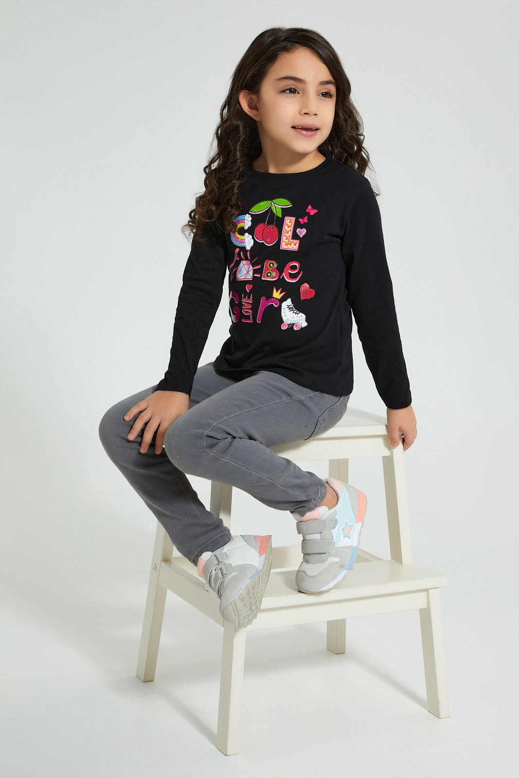 Redtag-Grey-Basic-Jegging-Jeggings-Girls-2 to 8 Years