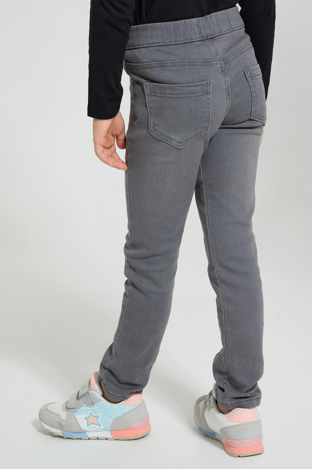 Redtag-Grey-Basic-Jegging-Jeggings-Girls-2 to 8 Years