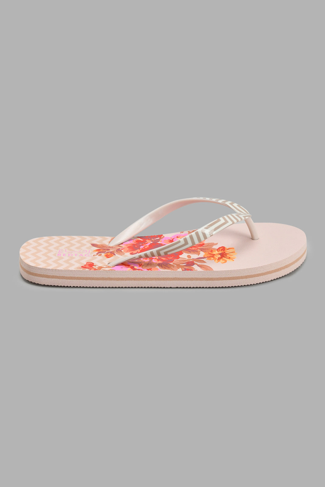 Redtag-Pink-Floral-Print-Flip-Flop-Flip-Flops-Women's-