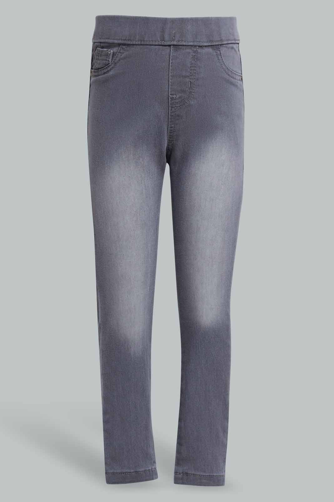 Redtag-Grey-Basic-5-Pocket-Jegging-Jeggings-Girls-2 to 8 Years
