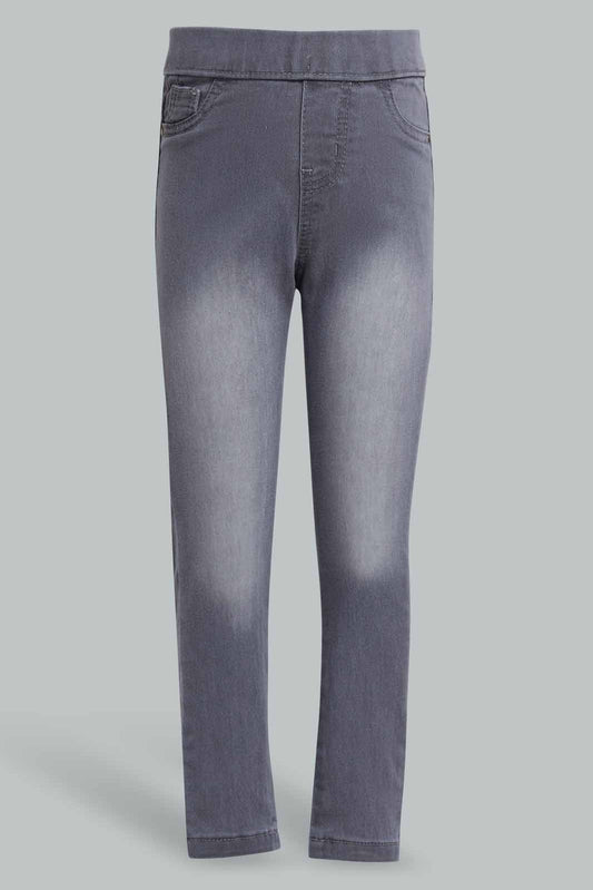 Redtag-Grey-Basic-5-Pocket-Jegging-Jeggings-Girls-2 to 8 Years