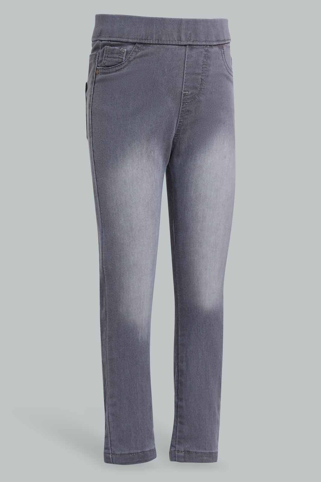 Redtag-Grey-Basic-5-Pocket-Jegging-Jeggings-Girls-2 to 8 Years