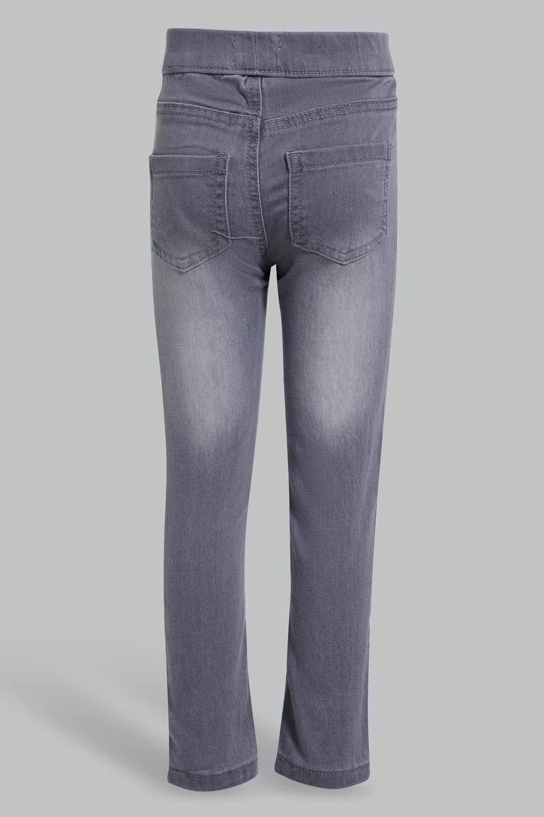 Redtag-Grey-Basic-5-Pocket-Jegging-Jeggings-Girls-2 to 8 Years