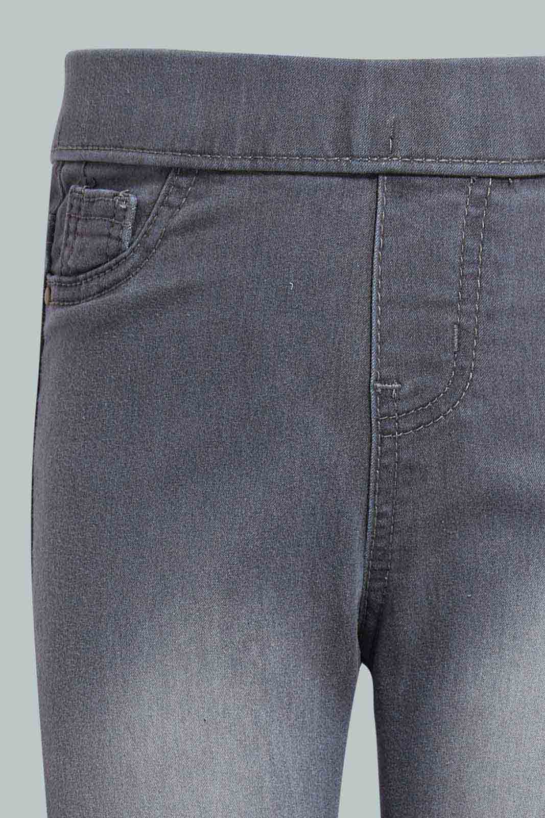 Redtag-Grey-Basic-5-Pocket-Jegging-Jeggings-Girls-2 to 8 Years
