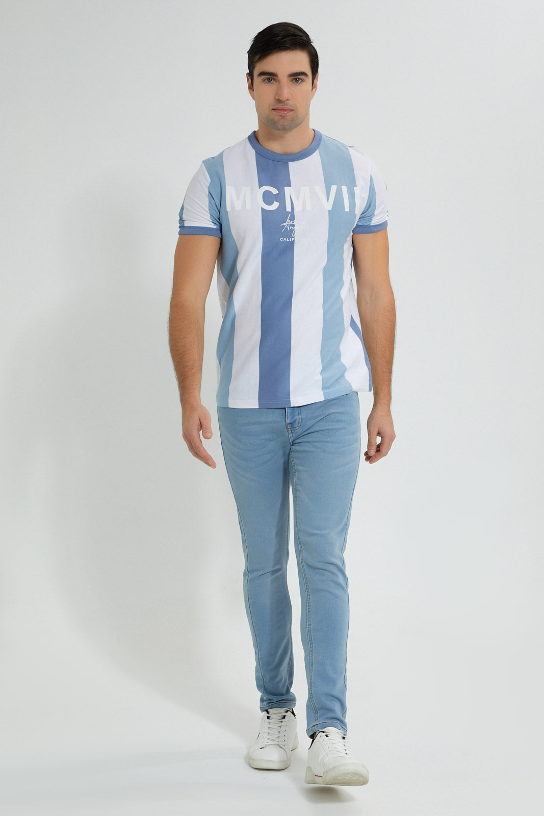 Redtag-White-Blue-Stripe-T-Shirt-Striped-Men's-